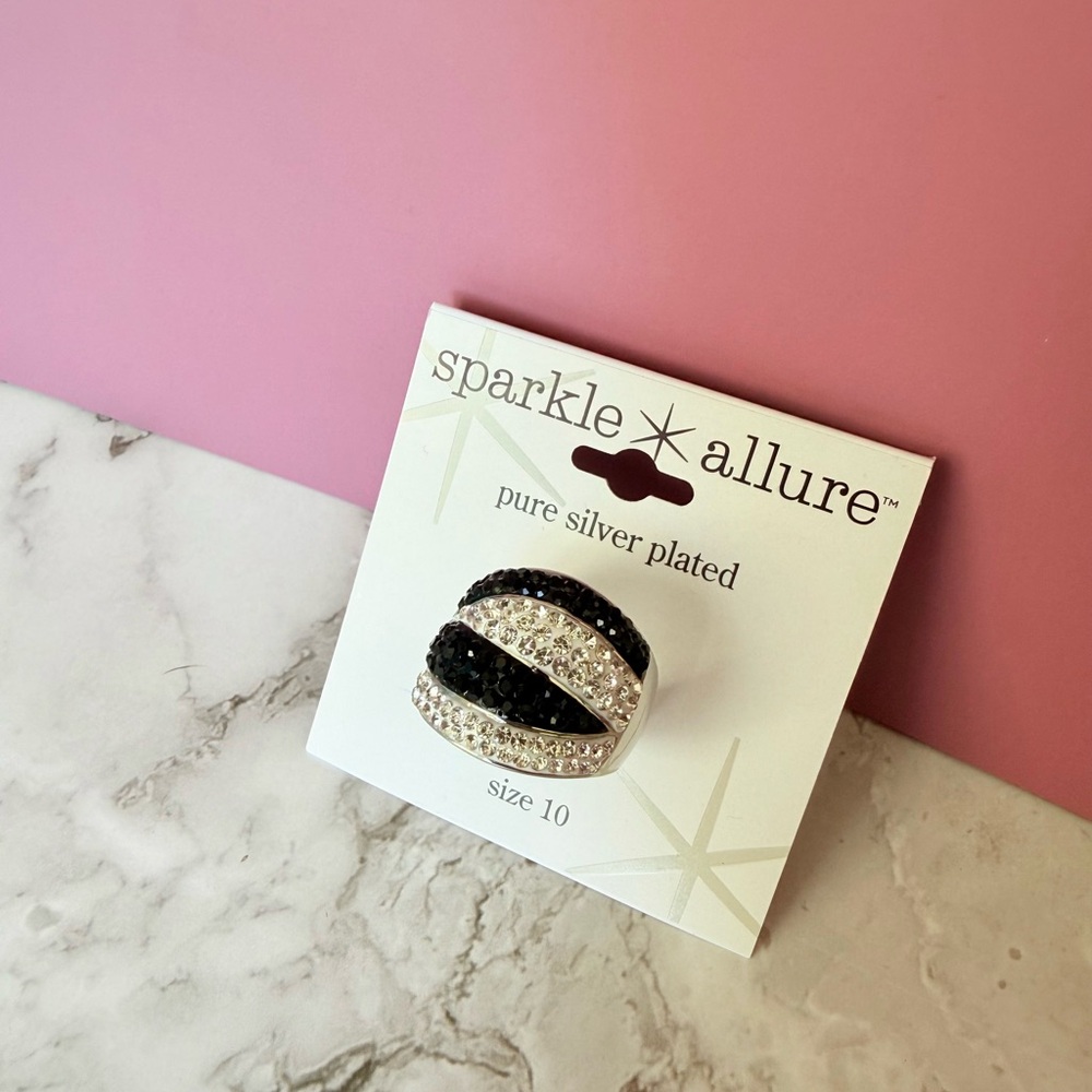 Sparkle Allure Black and Silver Plated Ring
